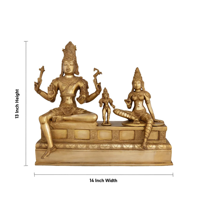 Somaskandar sitting on Base Murti - 13 x 14 inches | Bronze Somaskandar Idols/ God Statues / Decor For Pooja - 