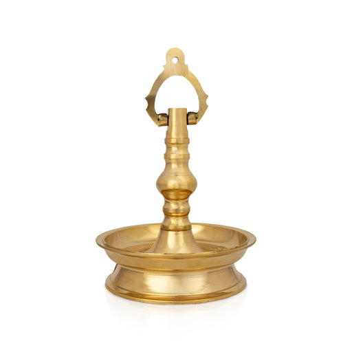 Brass Hanging Lamp - 10 x 7 Inches | Brass Vilakku / Hanging Diya / Latkan Hanging Deep for Pooja - Hanging Lamps