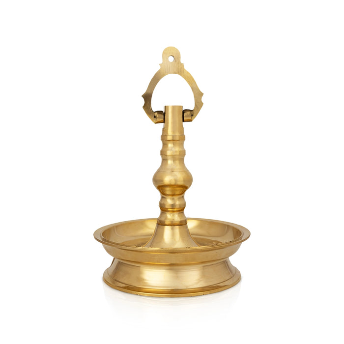 Brass Hanging Lamp - 10 x 7 Inches | Brass Vilakku / Hanging Diya / Latkan Hanging Deep for Pooja - Hanging Lamps