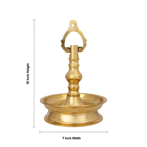 Brass Hanging Lamp - 10 x 7 Inches | Brass Vilakku / Hanging Diya / Latkan Hanging Deep for Pooja - Hanging Lamps