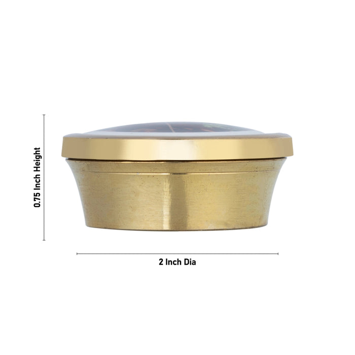Kumkum Box - 0.75 x 2 Inches | Brass Kumkum Bharani/ Maha Periyava Design Sindoor Pot for Women - Sindoor Box