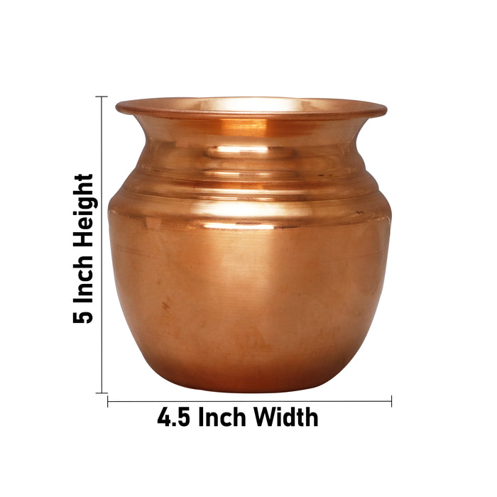 Copper Lota  - 5 x 4.5  Inches |  Kalash Pot/ Chombu/ Pooja Pot/ Kalash for Pooja