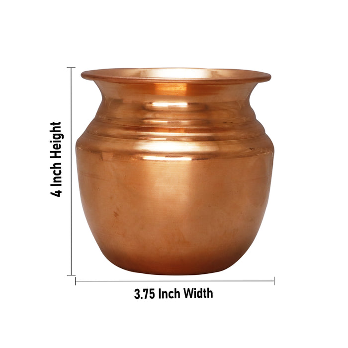 Copper Lota  - 4 x 3.75  Inches |  Kalash Pot/ Chombu/ Pooja Pot/ Kalash for Pooja