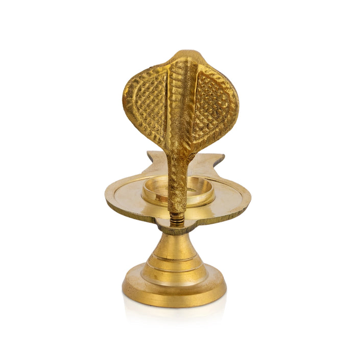 Shivling with Nagam Stand- 4 x 3 Inches | Brass Shiv Ling Stand With Naag / Aavudaiyar for Pooja