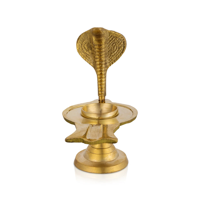 Brass Shivling With Nagam - 4.5 x 4 Inches | Avudaiyar with Nag/ Naga Lingam Base for Abhishekam