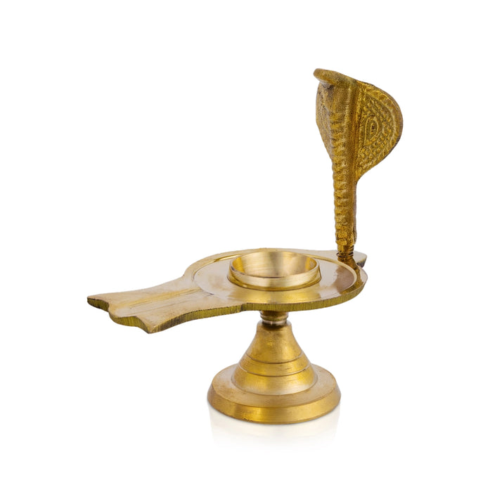 Brass Shivling With Nagam - 4.5 x 4 Inches | Avudaiyar with Nag/ Naga Lingam Base for Abhishekam