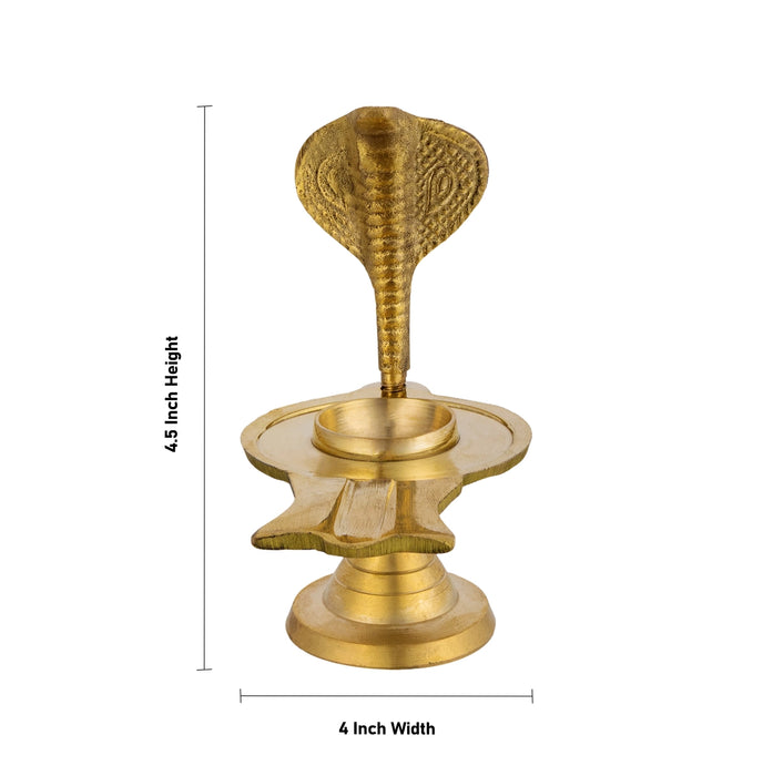 Brass Shivling With Nagam - 4.5 x 4 Inches | Avudaiyar with Nag/ Naga Lingam Base for Abhishekam
