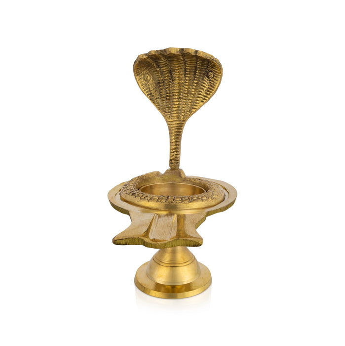 Shivling with Nagam Stand - 8.5 x 4 Inches| Brass Shiva Lingam Serpent Stand/ Naga Avudaiyar for Worship