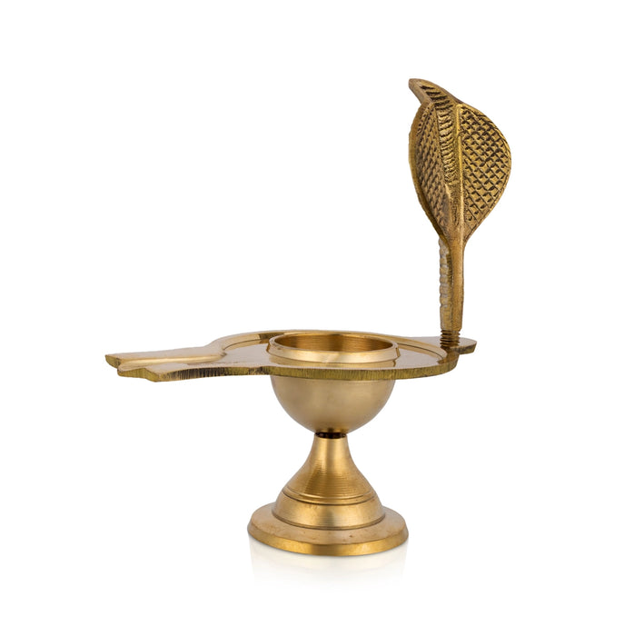 Brass Shiv Ling with Nagam - 6 x 5 Inches | Naga Avudaiyar Pedestal / Serpent Design Shiv Ling Stand for Worship