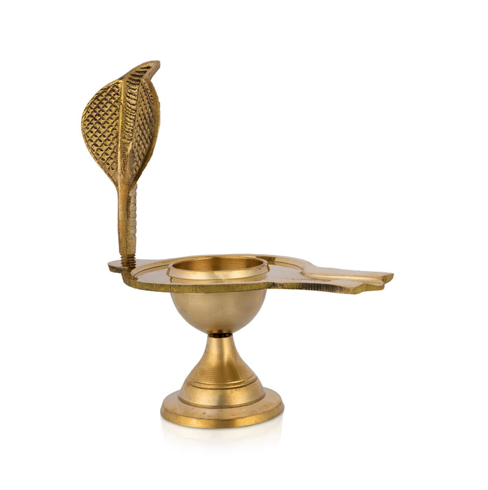 Brass Shiv Ling with Nagam - 6 x 5 Inches | Naga Avudaiyar Pedestal / Serpent Design Shiv Ling Stand for Worship