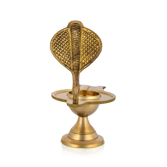 Brass Shiv Ling with Nagam - 6 x 5 Inches | Naga Avudaiyar Pedestal / Serpent Design Shiv Ling Stand for Worship