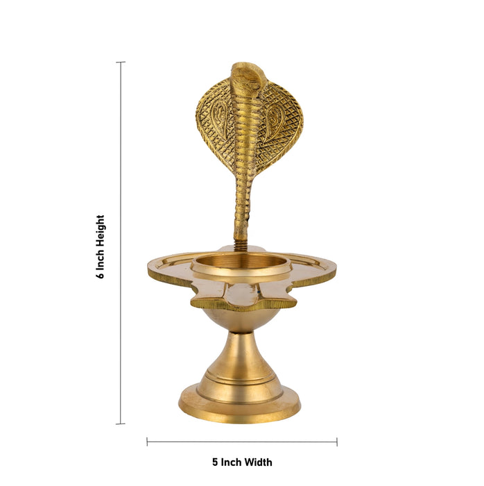 Brass Shiv Ling with Nagam - 6 x 5 Inches | Naga Avudaiyar Pedestal / Serpent Design Shiv Ling Stand for Worship