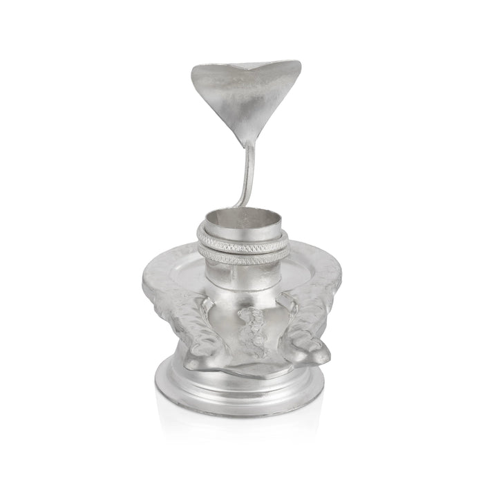 Shivling with Nagam - 3 x 5 Inches | White Metal Avudaiyar with Nag / Naga Lingam Base for Abhishekam