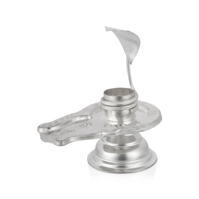 Shivling with Nagam - 3 x 5 Inches | White Metal Avudaiyar with Nag / Naga Lingam Base for Abhishekam