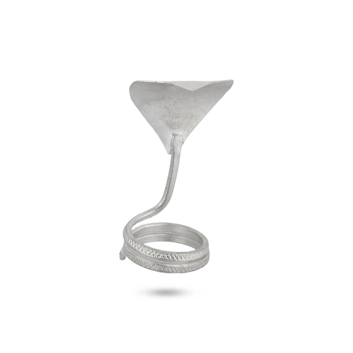 Shivling with Nagam - 3 x 5 Inches | White Metal Avudaiyar with Nag / Naga Lingam Base for Abhishekam