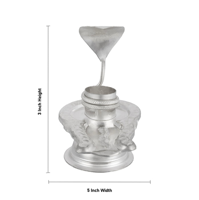 Shivling with Nagam - 3 x 5 Inches | White Metal Avudaiyar with Nag / Naga Lingam Base for Abhishekam