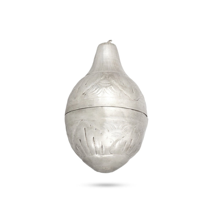 Kalash with Coconut - 8 x 7 Inche | White Metal/ Pooja Kalash/ Decorative Kalash For Pooja & Housewarming