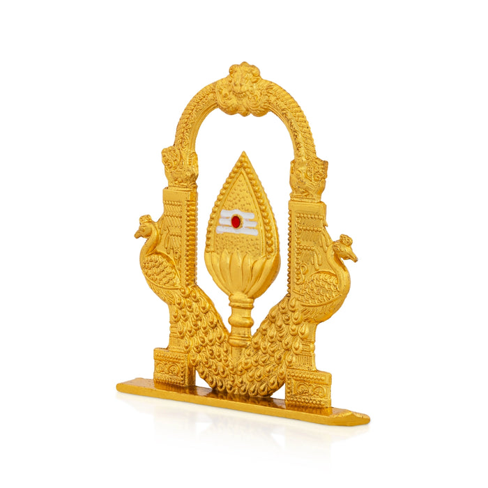 Vel Temple - 2.5 x 2 Inches | Golden Vel Murugan with Peacock Arch/ Decorative Vel Idol for Pooja & Home