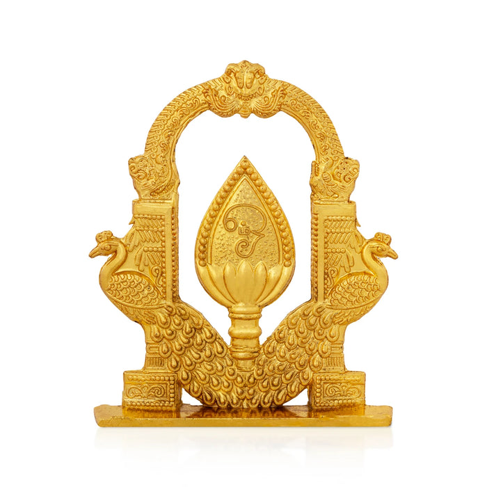 Vel Temple - 2.5 x 2 Inches | Golden Vel Murugan with Peacock Arch/ Decorative Vel Idol for Pooja & Home