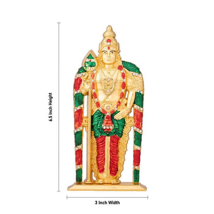 Murugan with Vel Standing On Base Murti - 6.5 x 3 Inches | Zinc Idol/ Karthikeyan Statue For Home - Car Stand & Car Accessories