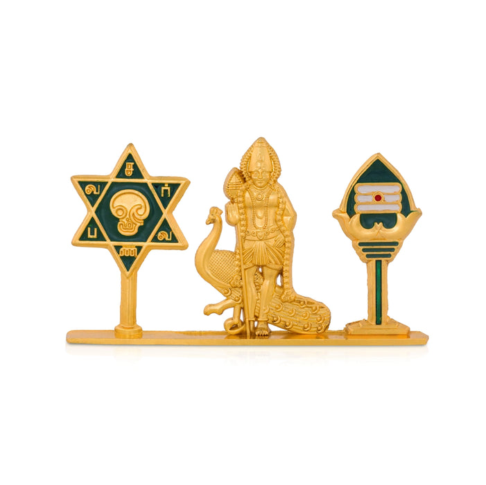 Star Vel Murugan - 2.5 x 4.25 Inches | Zinc Idol/ Murugan, Vel & Star For Car Dashboard & Table Decor