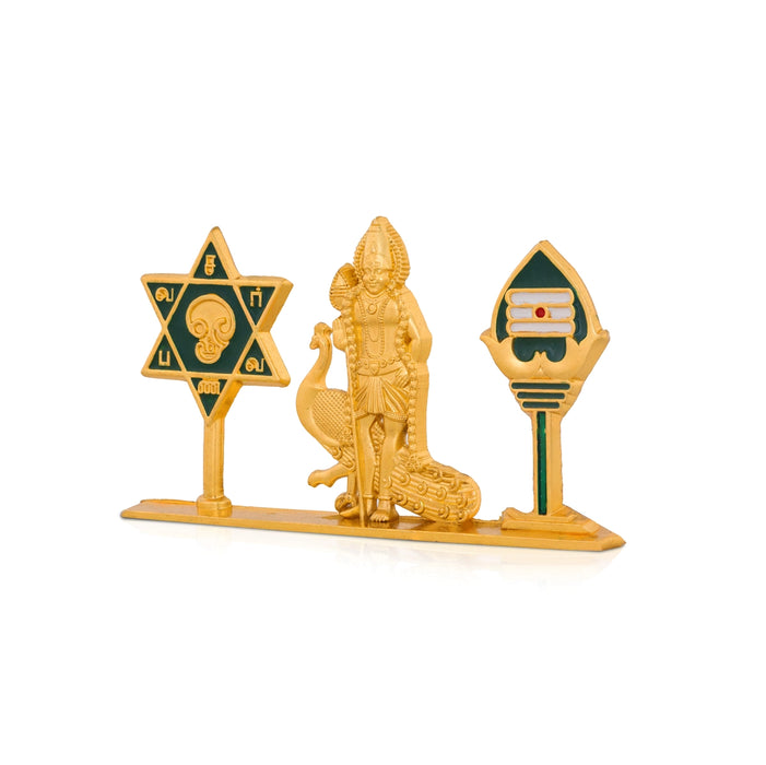 Star Vel Murugan - 2.5 x 4.25 Inches | Zinc Idol/ Murugan, Vel & Star For Car Dashboard & Table Decor