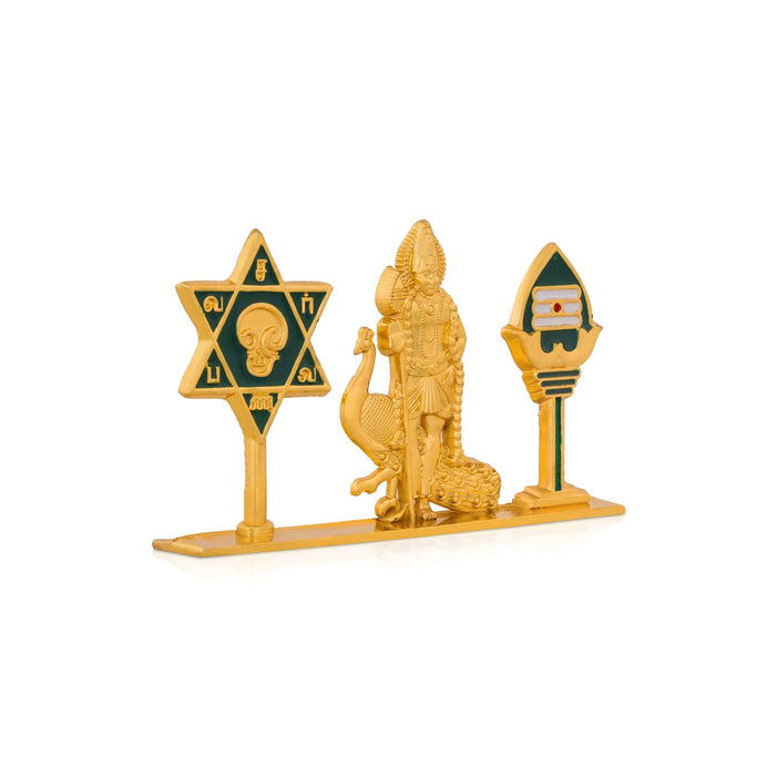 Star Vel Murugan - 2.5 x 4.25 Inches | Zinc Idol/ Murugan, Vel & Star For Car Dashboard & Table Decor
