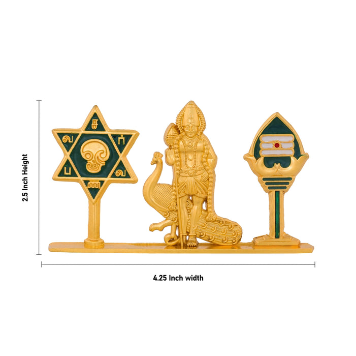 Star Vel Murugan - 2.5 x 4.25 Inches | Zinc Idol/ Murugan, Vel & Star For Car Dashboard & Table Decor