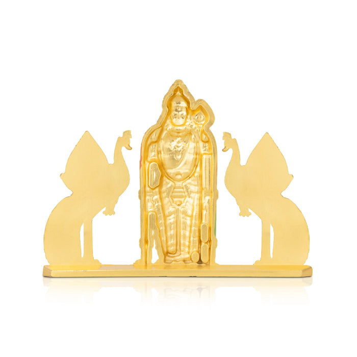 Murugan with Double Vel Idol - 3 Inches | Zinc Lord Subramanya Statue / Kartikeyan Murti for Home & Pooja Decor