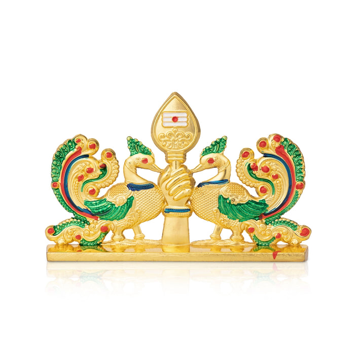 Hand Vel with Double Peacock - 2.5 x 3.5 Inches | Murugan Vel/ Decorative Vel for Pooja Room & Temple Alankaram