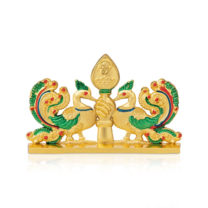 Hand Vel with Double Peacock - 2.5 x 3.5 Inches | Murugan Vel/ Decorative Vel for Pooja Room & Temple Alankaram