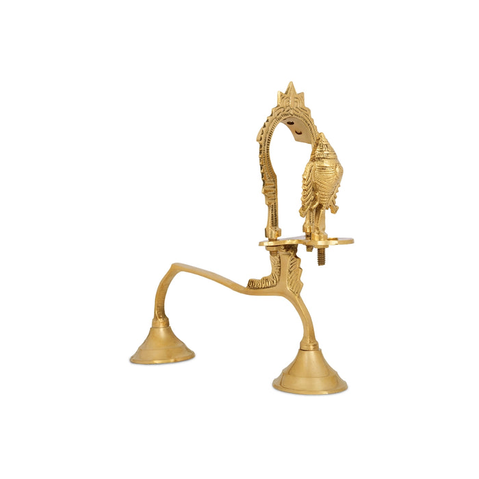 Vahana Aarti Shank - 8.5 x 7.5 Inches | Brass Conch Aarti Lamp/ Camphor Aarti Deepam for Temple Decor