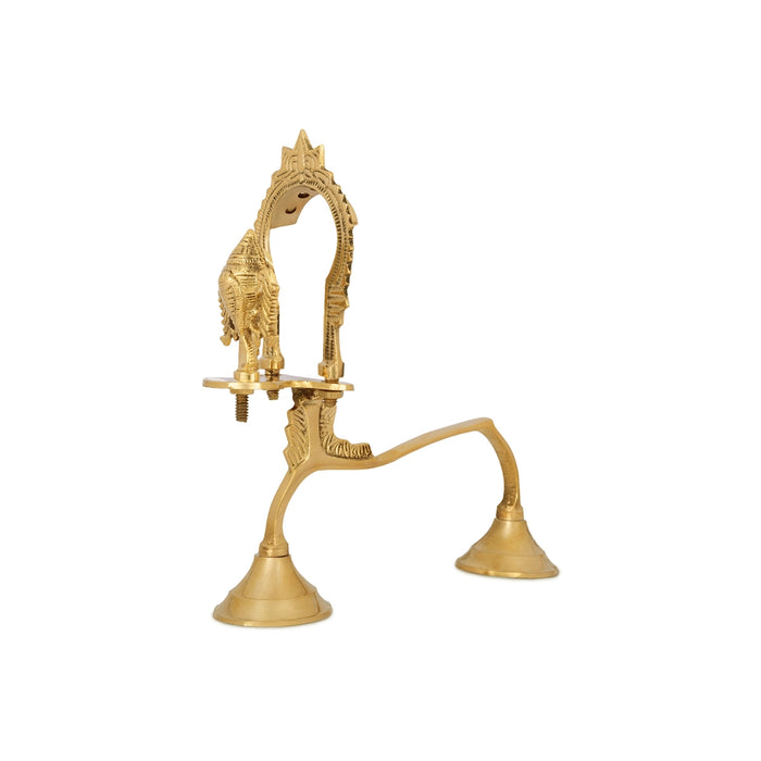 Vahana Aarti Shank - 8.5 x 7.5 Inches | Brass Conch Aarti Lamp/ Camphor Aarti Deepam for Temple Decor