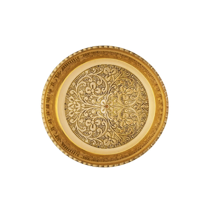 Cutting Plate - 1 x 4 Inches | Brass Pooja Plate/ Decorative Thali for Pooja, Aarti & Religious Rituals