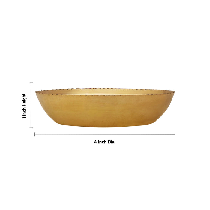 Cutting Plate - 1 x 4 Inches | Brass Pooja Plate/ Decorative Thali for Pooja, Aarti & Religious Rituals