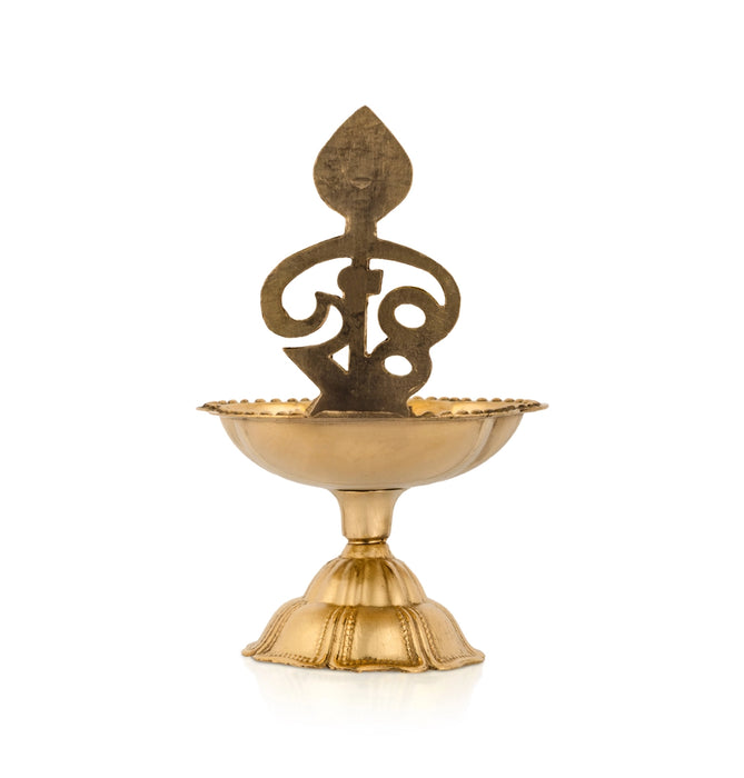 Om Vel Deep With Base - 3.5 x 2.5 Inches | Brass Lamp/ Agal Vilakku/ Karthik Deep for Pooja