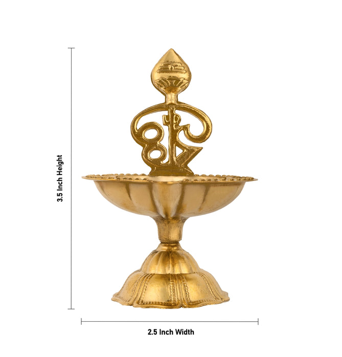 Om Vel Deep With Base - 3.5 x 2.5 Inches | Brass Lamp/ Agal Vilakku/ Karthik Deep for Pooja