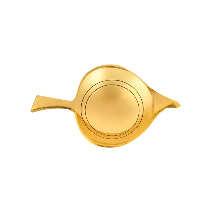 Pan Leaf Deep Aarti - 1.5 x 4 Inches | Brass Aarti/ Kapoor Dhani/ Camphor Burner With Handle For Daily Pooja Use