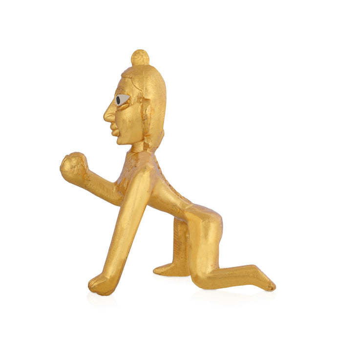 Crawling Krishna Murti - 3 x 3 Inches | Gold Polish Idol/ Krishna Statue for Home & Pooja Space