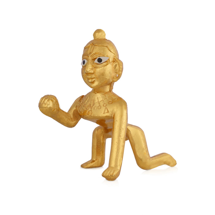 Crawling Krishna Murti - 3 x 3 Inches | Gold Polish Idol/ Krishna Statue for Home & Pooja Space