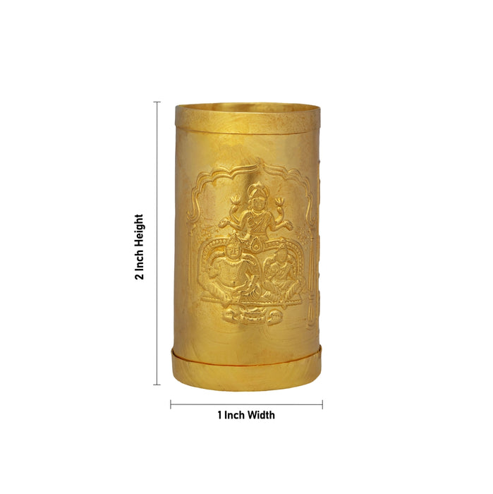 Lakshmi Kubera Padi - 2 x 1 Inches | Brass Measuring Pot/ Pooja Accessory for Home & Temple