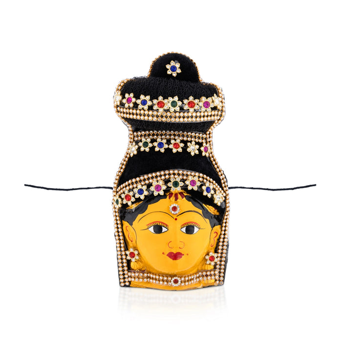 Lakshmi Face - 7.5 x 4 Inches | Yellow Amman Mugam/ Ammavari Face for Varalakshmi Decor