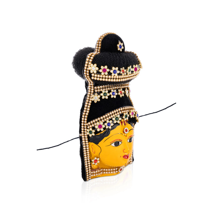Lakshmi Face - 7.5 x 4 Inches | Yellow Amman Mugam/ Ammavari Face for Varalakshmi Decor