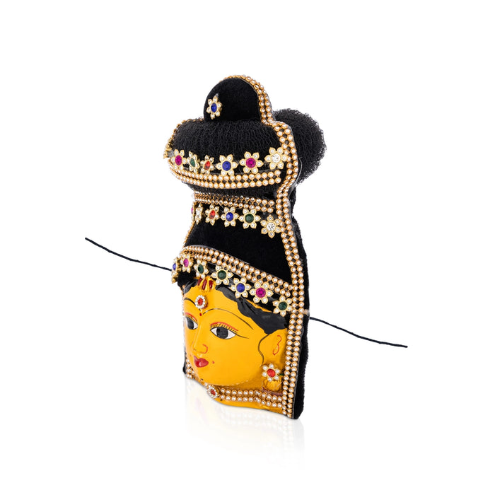 Lakshmi Face - 7.5 x 4 Inches | Yellow Amman Mugam/ Ammavari Face for Varalakshmi Decor