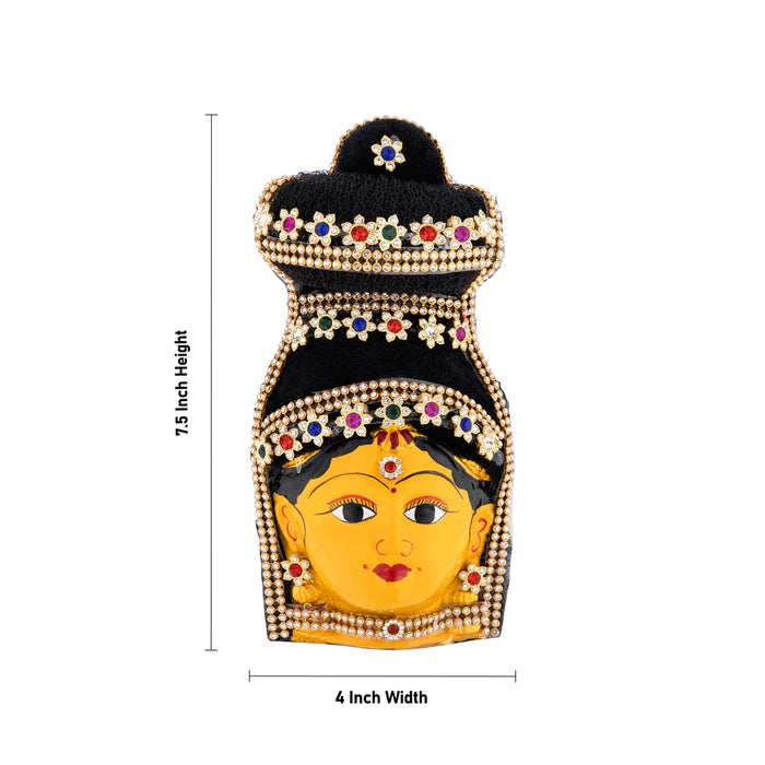 Lakshmi Face - 7.5 x 4 Inches | Yellow Amman Mugam/ Ammavari Face for Varalakshmi Decor