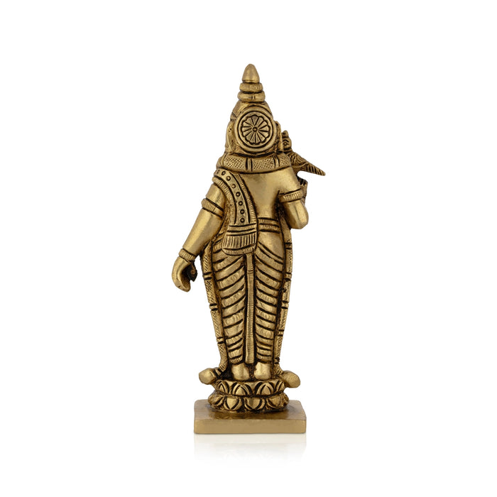 Meenakshi Amman Standing On Base - 6 x 1.8 Inches | Antique Brass Idol/ Meenatchi Figurine For Pooja