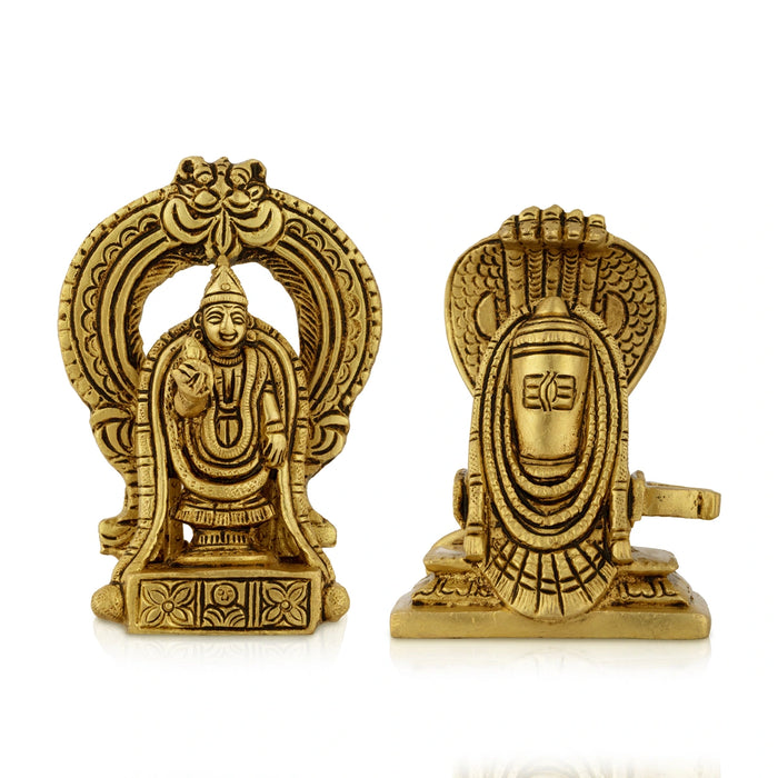 Annamalai Unnamalai Murti Pair - 4.2 x 3 Inches | Antique Brass Idol/ Annamalai Unnamalaiyar Statue For Pooja