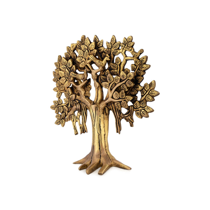 Tree Wall Hanging - 8 x 7.6 Inches | Antique Brass Wall Hanger / Tree Wall Hanging For Gifting & Home Decor