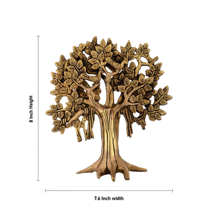 Tree Wall Hanging - 8 x 7.6 Inches | Antique Brass Wall Hanger / Tree Wall Hanging For Gifting & Home Decor