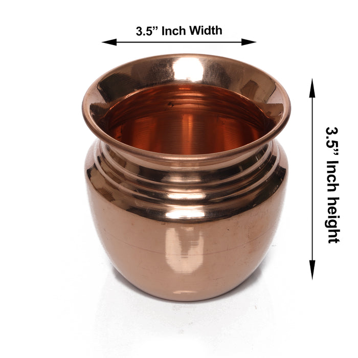 Copper Lota  - 3.5 x 3.5  Inches |  Kalash Pot/ Chombu/ Pooja Pot/ Kalash for Pooja - Kalash & Pooja Lota